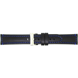Horlogeband Universeel 393.01.05 Leder Zwart 22mm