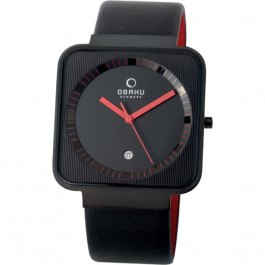 Horlogeband Obaku V139G-R Leder Zwart 22mm