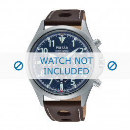 Pulsar horlogeband VS75-X001-PX5029X1 Leder Bruin 18mm + wit stiksel