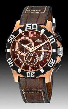Lotus horlogeband 15535-3 Leder Donkerbruin + standaard stiksel