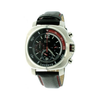 Lacoste horlogeband 2010454 / LC-29-1-14-0159 Leder Zwart 22mm + rood stiksel