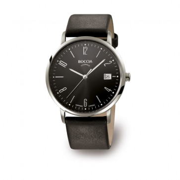 Horlogeband 3557-02 Leder Zwart 21mm