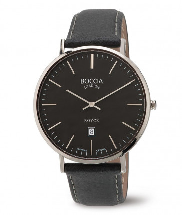 Horlogeband Boccia 3589-02 Leder Zwart 20mm
