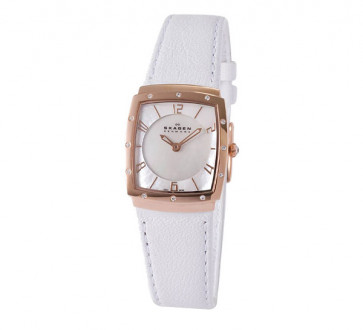 Horlogeband Skagen 396XSRLW Leder Wit 18mm