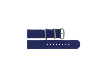 Horlogeband 408.05.18 Textiel Blauw 18mm + blauw stiksel