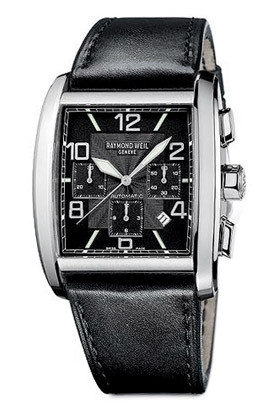 Raymond Weil horlogeband SI2801-4876-1 Leder Zwart 28mm + zwart stiksel