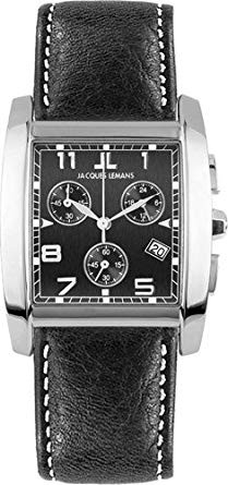 Horlogeband Jacques Lemans 1-1152A Leder Zwart 24mm