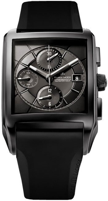 Horlogeband Maurice Lacroix 640-000029 / PT6197-SS001-331 Silicoon Zwart 26mm
