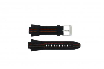Seiko horlogeband 7L22-0AD0 Leder Zwart 15mm + oranje stiksel