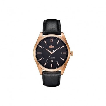 Horlogeband Lacoste 2010582 / LC-52-1-34-2266 Leder Zwart 22mm