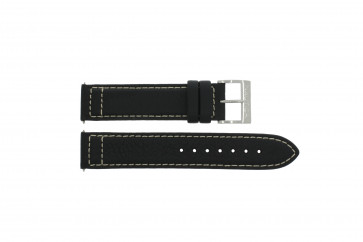 Nautica horlogeband A15535 / A15535G Leder Zwart 20mm + wit stiksel