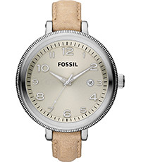 Horlogeband Fossil AM4391 Leder Beige 12mm