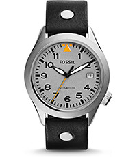 Horlogeband Fossil AM4560 Leder Zwart 22mm