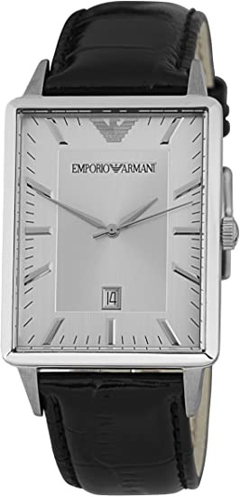 Horlogeband Armani AR2417 Leder Zwart 22mm