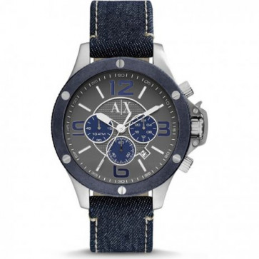 Horlogeband Armani Exchange AX1517 Leder/Textiel Blauw 22mm