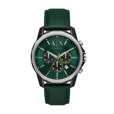 Horlogeband Armani AX1741 Leder Groen 22mm