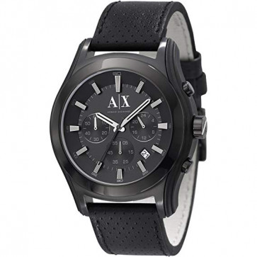 Horlogeband Armani AX2073 Leder Zwart 22mm