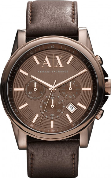 Armani horlogeband AX-2090 Leder Bruin 22mm 