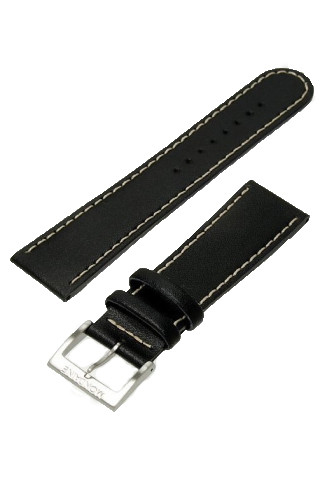 Horlogeband Mondaine BM20011 Leder Zwart 22mm