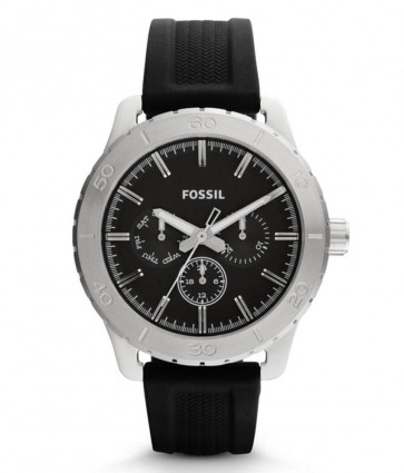 Horlogeband Fossil BQ1059 Silicoon Zwart 20mm