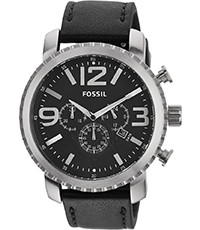 Horlogeband Fossil BQ1709 Leder Zwart 24mm