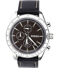 Horlogeband Fossil BQ2069 Leder Zwart 22mm