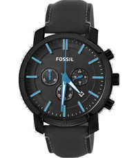 Horlogeband Fossil BQ2254 Leder Zwart 22mm
