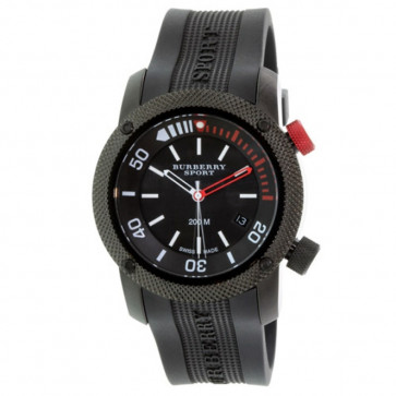 Horlogeband Burberry BU7720 Rubber Zwart 24mm