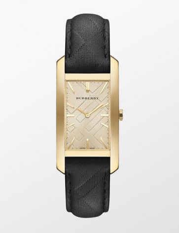 Horlogeband Burberry BU9409 Leder Zwart 18mm