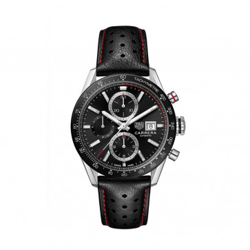Horlogeband Tag Heuer CW2119 / FC6254 Leder Zwart 22mm