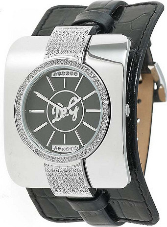 Horlogeband Dolce & Gabbana DW0161 Croco leder Zwart 10mm