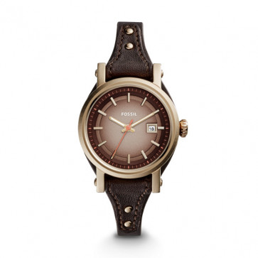 Horlogeband Fossil ES3910 Onderliggend Leder Bruin 8mm