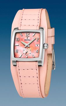 Horlogeband Festina F16181-A Onderliggend Leder Roze 17mm
