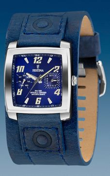 Horlogeband Festina F16182-4 Onderliggend Leder Blauw 22mm