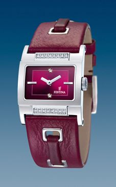 Horlogeband Festina F16325-2 Leder Bordeaux 24mm