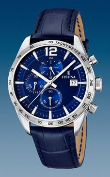 Horlogeband Festina F16760-3 Leder Blauw 22mm