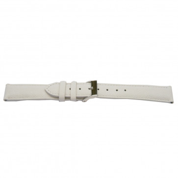 Horlogeband F502 Saffiano Leder Wit 18mm + wit stiksel