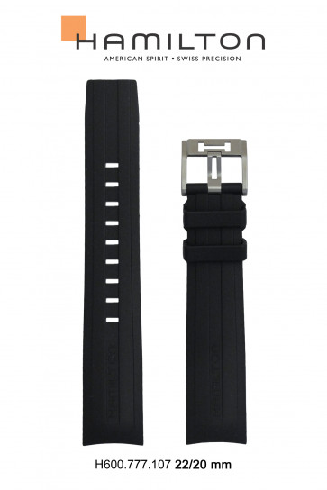 Horlogeband Hamilton H76714335 Rubber Zwart 22mm