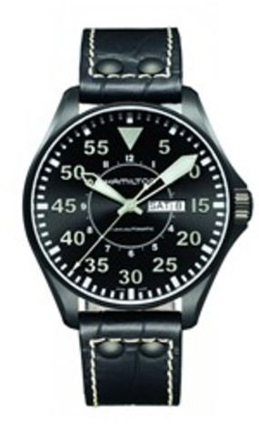 Horlogeband Hamilton H64785835 Leder Zwart 22mm