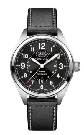 Horlogeband Hamilton H705050 / H001.70.505.733.01 Leder Zwart 20mm