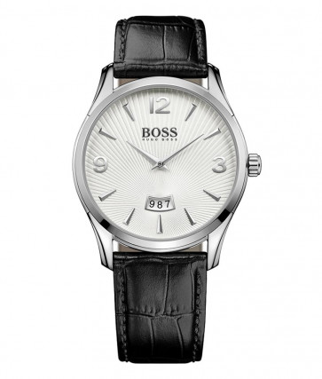Horlogeband Hugo Boss HB-288-1-14-2930 / HB659302730 Croco leder Zwart 22mm