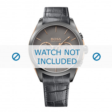 Hugo Boss horlogeband HB-281-1-34-2890 / HB1513366 Leder Grijs + standaard stiksel