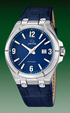 Jaguar horlogeband J666-2 Leder Blauw + blauw stiksel