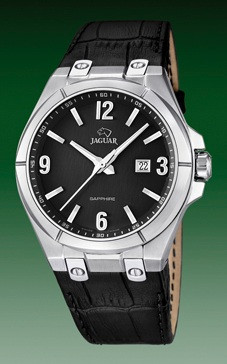 Jaguar horlogeband J666-4 Leder Zwart + zwart stiksel