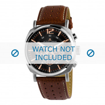 Jacques Lemans horlogeband 1-1645K Leder Bruin + wit stiksel
