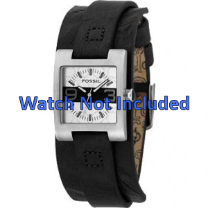 Horlogeband Fossil JR9514 Onderliggend Leder Zwart 12mm