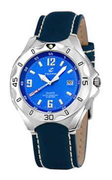 Horlogeband Calypso K5154 / K5154-4 Leder Blauw 21mm