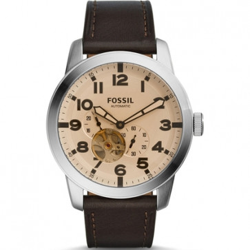 Horlogeband Fossil ME3119 Leder Zwart 22mm