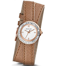 Horlogeband Michael Kors MK2338 Onderliggend Leder Beige 12mm