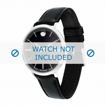 Movado horlogeband 0607090 Leder Zwart 16mm + standaard stiksel